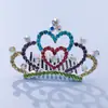 Tocado de corona para niños, corona de princesa con diamantes de imitación, peine para el cabello, regalo de cumpleaños para niña pequeña, accesorios para el cabello de bebé, peine, joyería
