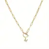 Corrente de Colar com Clasp Ot de 26 Diamantes Brilhantes em Formato de Letra, Venda Quente Transfronteiriça, Colar Simples e Elegante, Dropshipping