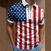 Polo de manga corta para hombre de verano europeo y americano transfronterizo con estampado de la bandera americana, moda de solapa, camiseta top de comercio exterior