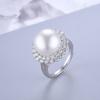 Nuevo anillo de perlas de girasol transfronterizo, plata S925, anillo de temperamento de lujo ligero y sencillo, accesorios de soporte vacío DIY, fabricantes