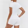 Venta Caliente Transfronteriza Ropa de Yoga para Mujer Conjunto de Manga Corta de Secado Rápido Ropa de Fitness Running Pantalones Cortos de Tacto de Alta Gama Conjunto de Dos Piezas