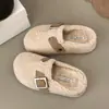 Pantuflas peludas de estilo coreano sin cordones con suela gruesa para mujer, nuevas para otoño e invierno, forradas de felpa, pantuflas de algodón 2026 para usar en exteriores