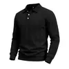 Sudadera POLO Casual para Hombre de Otoño e Invierno Amazon, Texturizada Simple, Peso Pesado, Holgada, Ajuste Holgado, Cuello Camisero, Abotonada