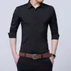 Camisa Blanca para Hombre de Manga Corta Sin Planchar Corte Ajustado con Pliegues Ropa de Trabajo Formal de Negocios Otoño Profesional Formal Camisa Larga para Hombre