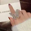 Anel Criativo Novo Estilo Ins Transfronteiriço Tendência Inlay de Pedra da Lua Luz de Anel Luxo Nicho Estilo Frio Anel Aberto Feminino