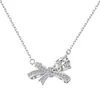 Collar de Plata de Ley 925 Nuevo Estilo Coreano para Mujer con Diseño de Lazada e Incrustación de Piedra Principal Gota de Agua, Elegante Joyería para Mujer al por Mayor