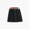 Falda Corta de Mezclilla Negra Estilo A-Line__Falda Delgada de Verano, Adelgazante, de Cintura Alta, Versátil, Casual, Estilo Chica Popular 767