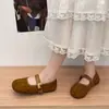 Sapatos Birkenstock Rasos Redondos Retrô para Mulheres, Novo Estilo Verão 2026, Adequados para Saias, Sapatilhas Mary Jane, Mocassins Planos Macios