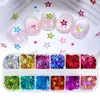 Lentejuelas de Estrella Cortadas con Láser de 12 Compartimentos para Uñas, Brillo de Estrella Estilo Japonés y Coreano, Accesorios Coloridos para Uñas, Resina DIY