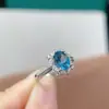 Anel de Prata S925 com Topázio Azul Natural de Londres para Europa, América e Oriente Médio, Anel de Casamento