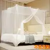 Mosquitero Tradicional Antimosquitos Cifrado para Hogar, Cama Doble de Dormitorio, Tienda Cuadrada Tradicional con Puerta Única y Cuerdas de Sujeción, Mosquitero Blanco