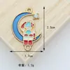 Accesorios para joyería DIY cielo estrellado azul luna estrellas aleación gota de aceite pulsera pendientes pequeño colgante colgante llavero