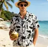 Camisa Hawaiana Floral de Playa para Hombre de Verano, Manga Tres Cuartos, Camisa Floral de Playa de Manga Corta de Secado Rápido, Importación Directa de Fábrica