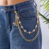 Cadena para Pantalones Hip-Hop Europeo y Americano con Parches de Perlas, Cadena de Pantalones Hip-Hop de Gama Alta para Hombres, Cadena de Pantalones de Doble Capa de Perlas de Nicho para Mujeres