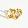 Pendientes de Acero de Titanio con Forma de Corazón de Moda Simple Versátil Estilo Ins Europeo y Americano Pendientes de Clip para Oreja con Forma de Corazón de Acero Inoxidable Oro de 18K