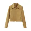 Ins Ropa de mujer al por mayor estilo europeo y americano 2026 Otoño Nuevo Estilo Coreano Sencillo Versátil Gamuza Top Corto Chaqueta