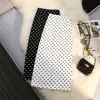Falda midi de lunares negros para mujer, nueva colección primavera/verano, de cintura alta, adelgazante, ajustada al cuerpo, con abertura y diseño de línea A