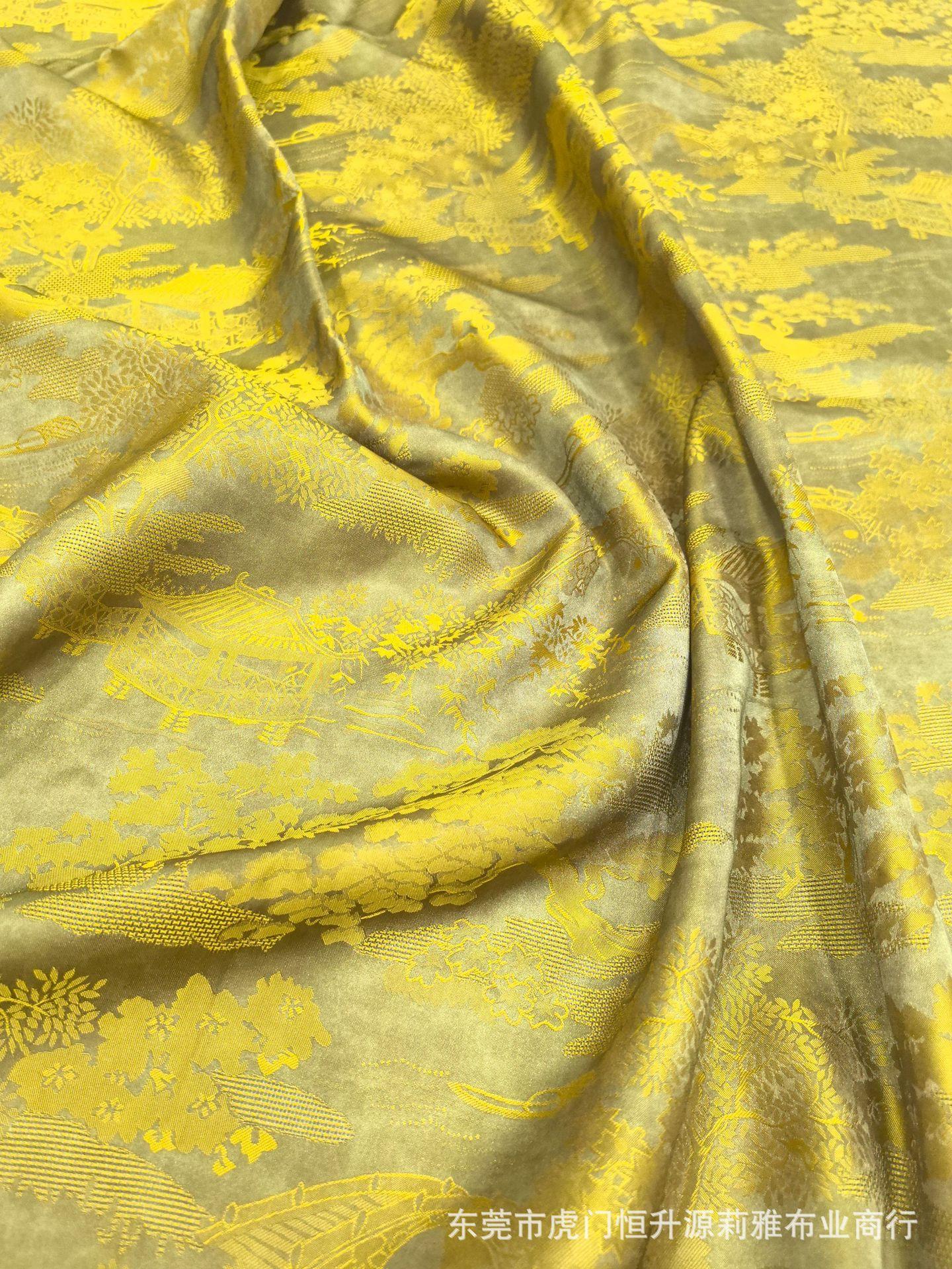 新中式人丝小乔提花面料 扎染印花工艺 适用于马甲衬