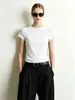Camiseta Manga Curta Raglan Gola Redonda Cor Sólida Nova Estilo Cs Slim Fit para Mulheres, Top Versátil Simples de Verão para o Trabalho