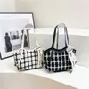 Bolso Tote de Bufanda de Seda a Cuadros para Mujer Primavera y Verano 2025 Nuevo Estilo Hermoso Elegante Moda Estilo Commuter Bolso de Hombro para Mujer