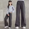 Calça jeans wide leg para meninas Primavera e Outono 2023 nova vestuário infantil atacado rede popular tendência calças para crianças grandes e pequenas calças retas