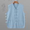 Sudadera de lino de verano, chaleco antiguo de Beijing, sudadera del norte de Shaanxi, chaleco chino sin mangas para hombre, hebilla en la cintura, estilo chino