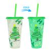 2026 Nova Caneca de Natal que Muda de Cor PP Café Plástico Camada Única Sensível à Temperatura Canudo que Muda de Cor Fabricante de Caneca que Muda de Cor
