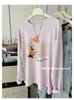 Otoño Temprano 2025 Nuevas Camisetas de Manga Larga con Estampado de Cachorros para Mujer Coreana Holgada Protector Solar Blusa Camiseta de Cuello Redondo Camisa de Aire Acondicionado