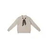 Sí Suéter de Punto Estilo Old Money con Cuello Bufanda para Mujer, Camiseta Base de Manga Larga para Otoño Temprano Tallas Grandes