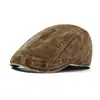 Boné de Veludo Cotelê Desgastado com Logo Personalizado, Boina Beret Estilo Retro Americano para Mulheres, Boné de Beisebol Tie-Dye Reversível