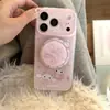 Funda para Teléfono Móvil Sanrio de Cuadros Rosas Lindos con Dibujo de Manzana para 17Promax Adecuada para 16Pro Magnética Doble Capa 15Pro14