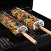 Melhorada em estoque Gaiola de Churrasco Rotativa Cesta de Churrasco para Exterior Tubo de Churrasco de Aço Inoxidável 304 Grelha de Churrasco
