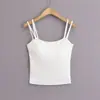 Estilo Coreano Blogger INS Falso Dos Piezas Doble Correa de Hombro Tirante Dulce Pequeño Fresco Espalda Descubierta Corto Color Sólido Top de Punto