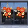 2027 Feliz Año Nuevo, Te Deseo Prosperidad Pegatinas de Vidrio, Calcomanías Estáticas para Ventana, Decoraciones Festivas del Festival de Primavera, Decoraciones en Forma de Abanico