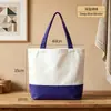 Bolsa de Lona con Bolsillo Cosido Personalizada en Blanco Bolsa de Tote de Lona DIY Impresa con Logo Bolsa de Lona de Gran Capacidad Personalizada