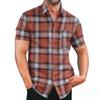 Camisa Xadrez Tingida na Fiação Masculina 2024 Nova Desejo Manga Curta Cardigã Estação Europeia Amazon AliExpress Tamanho Europeu em estoque