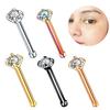 Piercing para nariz de acero inoxidable con forma de varilla recta y circonitas, para el cuerpo, galvanizado, con forma de varilla recta y circonitas redondas, para la nariz.