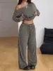 2026 Ropa para mujer, conjunto de pantalones de pierna ancha a rayas de cintura alta adelgazantes, nuevo para primavera/verano, transfronterizo europeo y americano, Amazon AliExpress
