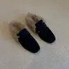 Edición Lan Gui~Estilo Relajado Maillard Otoño e Invierno Mocasines sin Cordones de Punta Cuadrada para Mujer, Zapatos Nuevos de Felpa Forrados