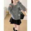 Cardigan de Tricô Macio e Aconchegante Estilo Coreano com Laço Perfumado para Mulheres Outono e Inverno Novo Estilo Doce Versátil Jaqueta Suéter para Pessoas Baixas