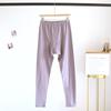 Conjunto de Ropa Interior Fina de Algodón Puro con Cuello Redondo, Top de Manga Larga y Pantalones, Color Sólido, Adecuado para Usar Afuera, Capa Interior a Prueba de Frío y Cálida