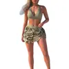 Amazon Cross-Border Novo Maiô Feminino Estampa de Leopardo Estilo Floresta Decote Grande Color Block Leopardo Costas Nuas Sexy Moda Peça Única