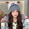 Gorro de Lana Tejido Estilo Fair Isle para Mujer en Otoño e Invierno Protección Cálida para los Oídos Gorro con Bola de Pelo Resistente al Frío para Exteriores Gorro de Punto Lei Feng