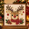 Kit DIY de Pintura de Pérolas de Natal 5D Papai Noel Rena com Borda Impressa Pintura Diamante Artesanal Decoração de Casa
