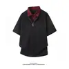 Camiseta de Manga Corta Unisex Estilo Cleanfit Cuello Polo Falso Dos Piezas Tendencia Casual para Hombre