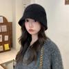 Sombrero de Pescador Peludo de Conejo para Mujer 2024 Nuevo Otoño e Invierno Moda Versátil Cara Pequeña Versátil Sombrero Cubeta para Cabeza Grande