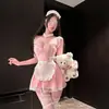Lencería Dulce y Sexy JinXiao con Aros, Tentación de Sirvienta Traviesa, Lencería Coqueta y Sensual, Conjunto de Lencería Femenina Puro Deseo