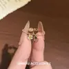 Anillo de Fresa con Flor de Diamante Brillante para Niña Dulce y Linda, Anillo Ajustable de Oro Deslizante, Joyería con Diseño Personalizado