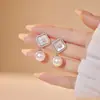 Pendientes Cuadrados de Perla Estilo Coreano con Diseño de Diamante en Plata S925 Pendientes de Moda Fábrica Mayorista Personalización
