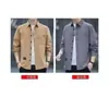 Camisas de Manga Comprida, Jaquetas de Trabalho Masculinas, Camisas Casuais Soltas da Moda para Primavera e Outono, Estilo Hong Kong Casual Masculino de Outono